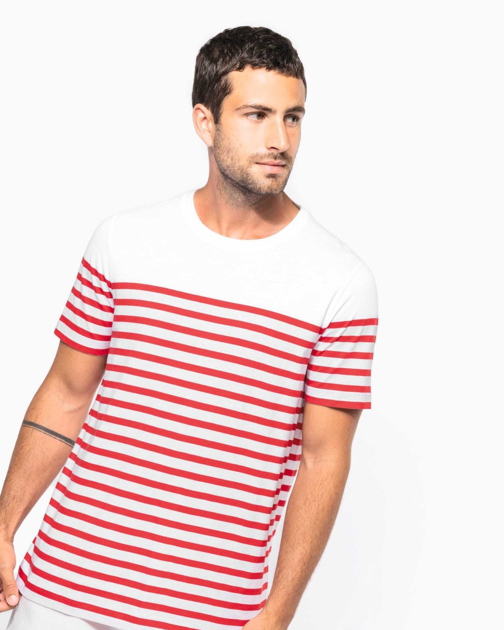 KARIBAN T-Shirt im Marine-Stil mit Rundhalsausschnitt Bio Herren T-Shirts personalisierbar