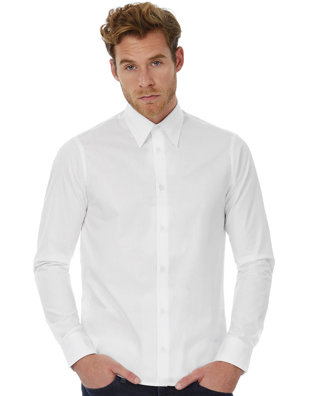 B&C London Stretch Shirt LS Hemden personalisierbar