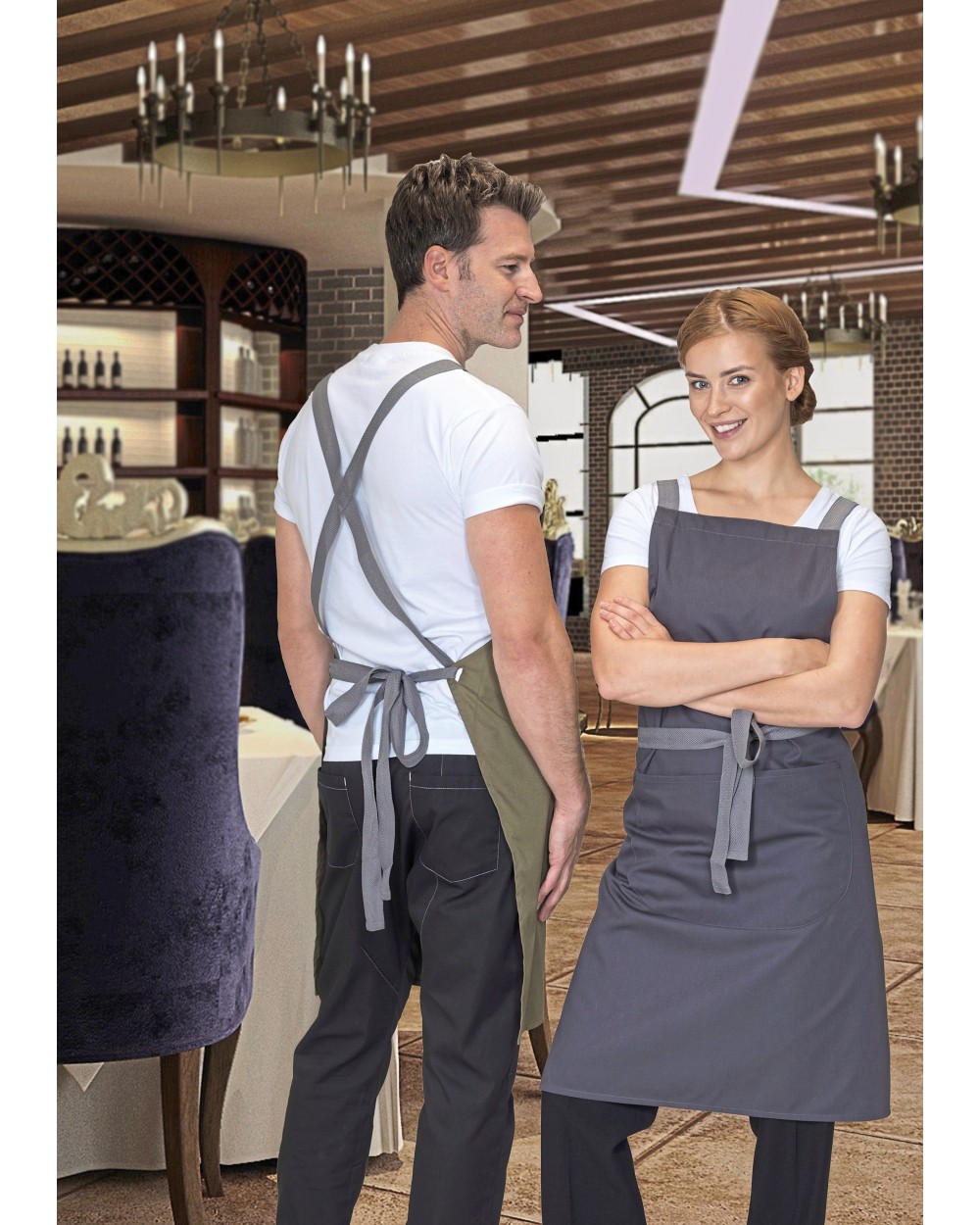 Tabliers personnalisable DENNYS LONDON Apron With Grey Ties Crossover