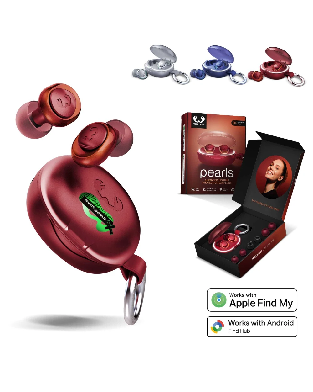 FRESH 'N REBEL Fresh 'n Rebel Pearls Radiant Festival Ohrstöpsel – Zertifizierter Gehörschutz – Case mit Tracker Zubehör personalisierbar