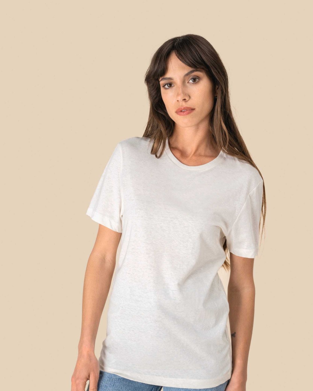 T-shirts SPASSO Ecologisch uniseks T-shirt van biokatoen en linnen voor bedrukking &amp; borduring