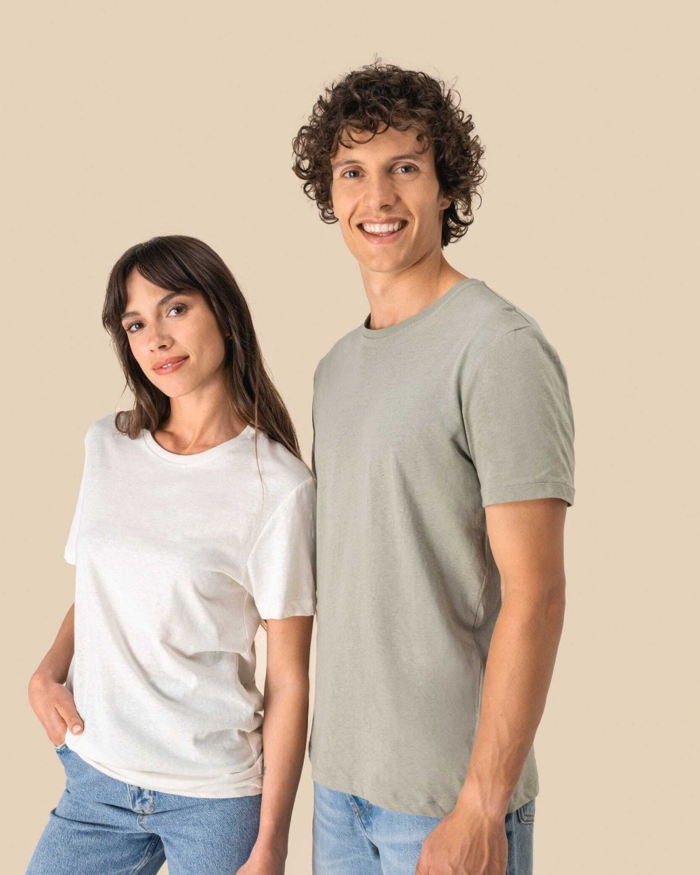 SPASSO Umweltfreundliches Unisex-T-Shirt aus Biobaumwolle und Leinen T-Shirts personalisierbar