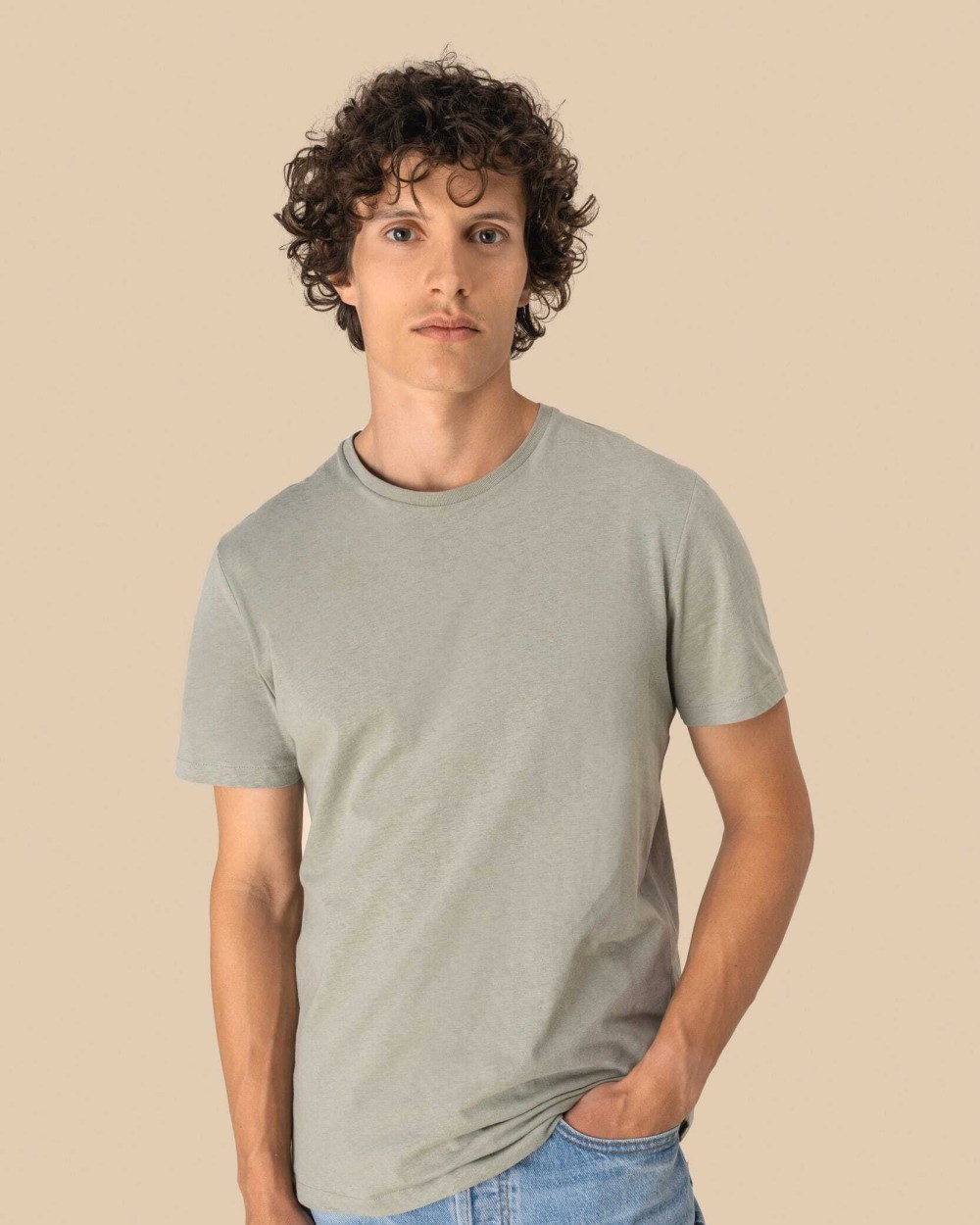 SPASSO Umweltfreundliches Unisex-T-Shirt aus Biobaumwolle und Leinen T-Shirts personalisierbar