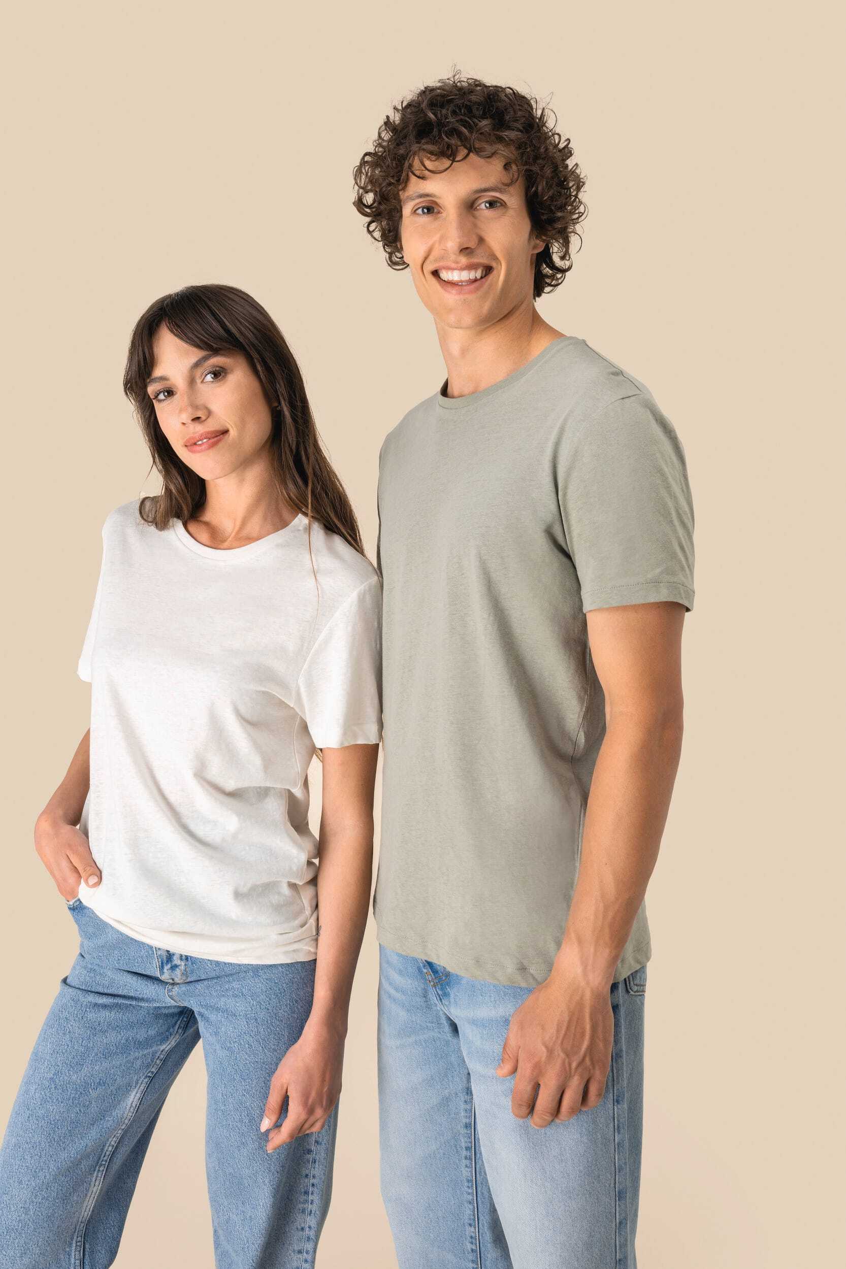 T-Shirts personnalisable SPASSO T-shirt écoresponsable en coton bio et lin unisexe