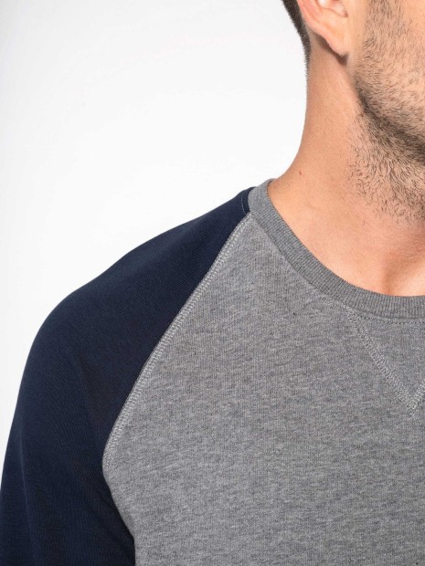 Sweat-shirts à personnaliser KARIBAN Sweat-shirt French Terry Bio bicolore col rond manches raglan homme 