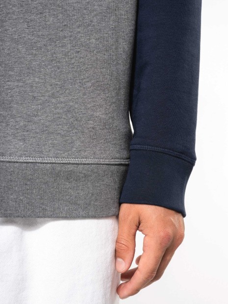 Sweat-shirts à personnaliser KARIBAN Sweat-shirt French Terry Bio bicolore col rond manches raglan homme 
