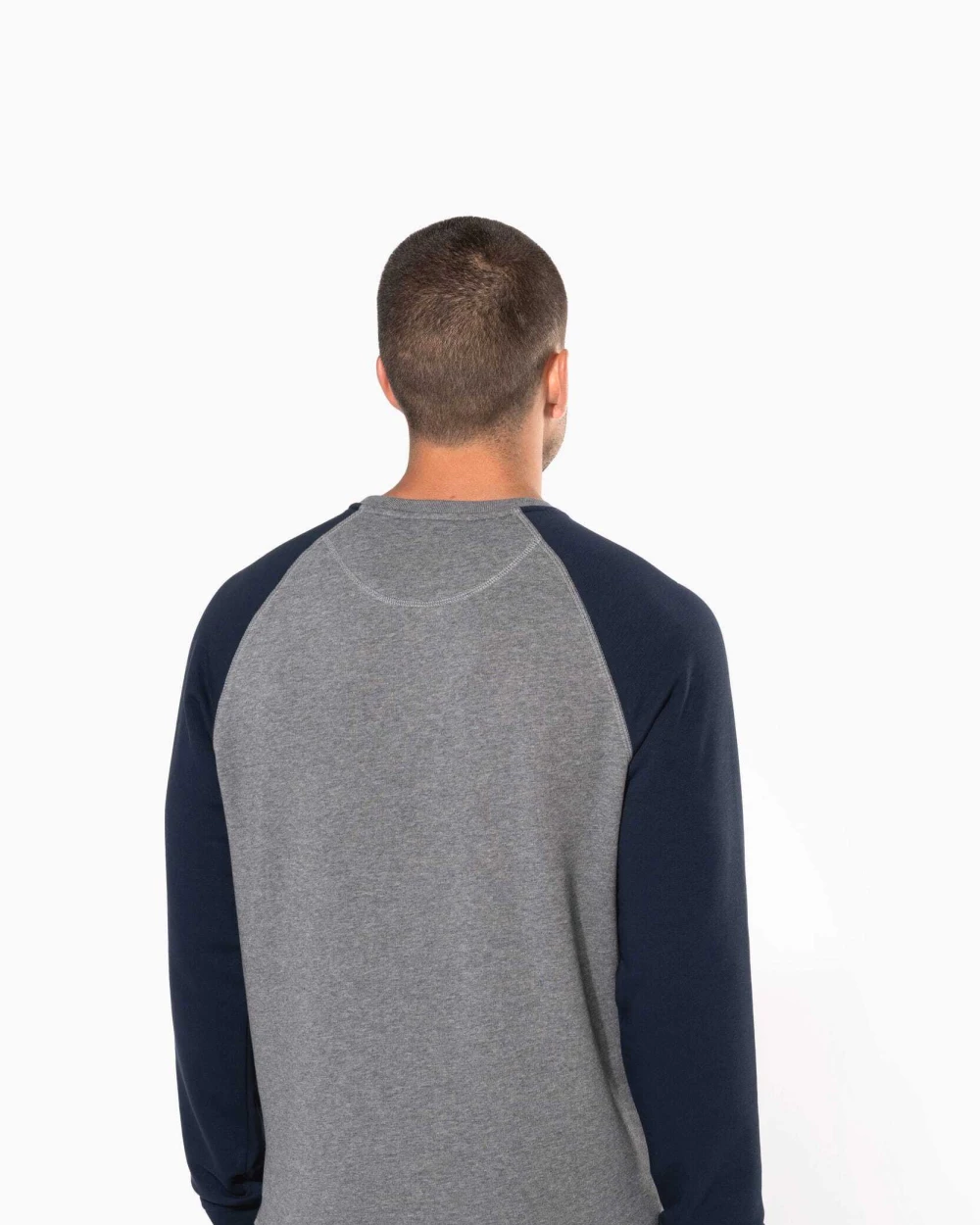 KARIBAN Zweifarbiges Herren-Sweatshirt French Terry mit Rundhalsausschnitt und Raglanärmeln AUS BIO-Baumwol Sweatshirts personalisierbar