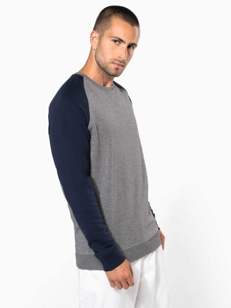 Sweat-shirts à personnaliser KARIBAN Sweat-shirt French Terry Bio bicolore col rond manches raglan homme 