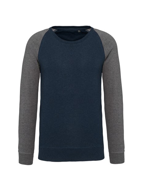 KARIBAN Sweat-shirt French Terry Bio bicolore col rond manches raglan homme /api/colors/f95912fb-0a34-4243-8db7-75ee62be38aa personnalisable