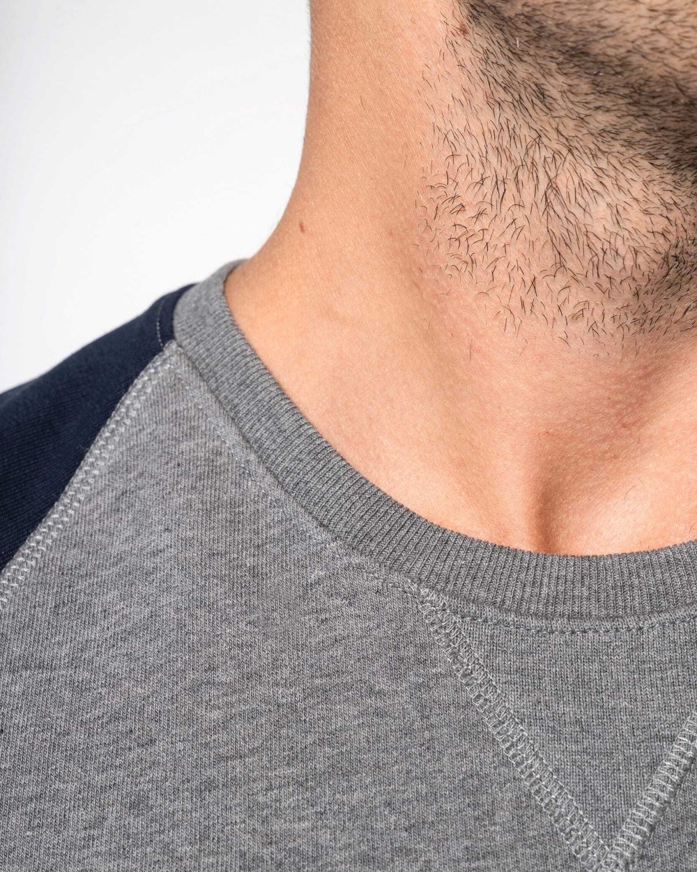 Sweat-shirts personnalisable KARIBAN Sweat-shirt French Terry Bio bicolore col rond manches raglan homme