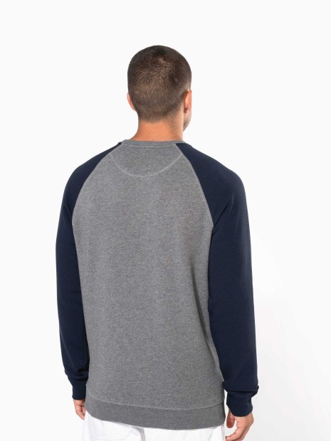 Sweat-shirts à personnaliser KARIBAN Sweat-shirt French Terry Bio bicolore col rond manches raglan homme 