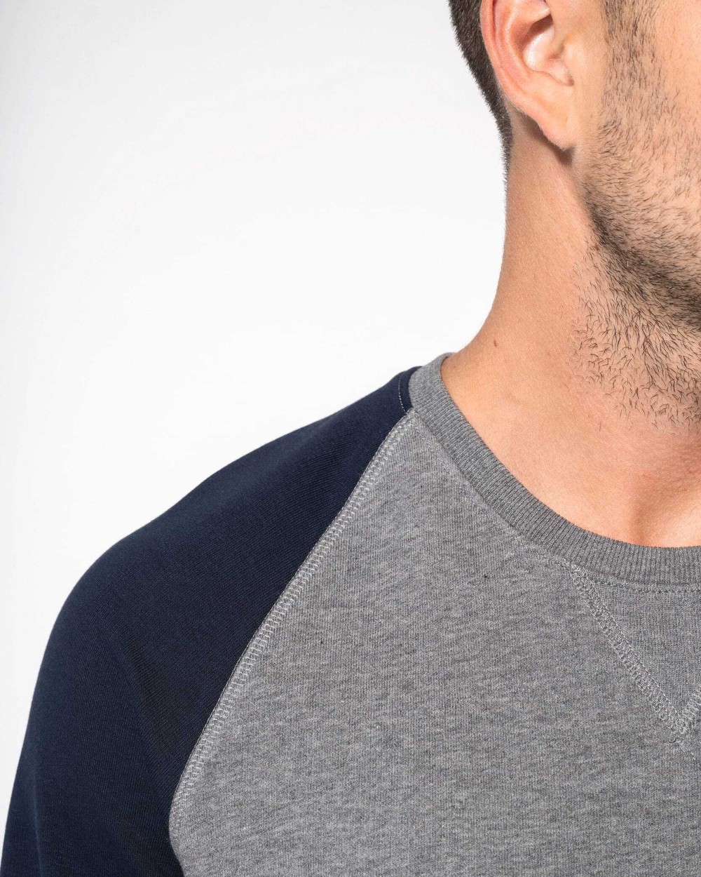 Sweat-shirts personnalisable KARIBAN Sweat-shirt French Terry Bio bicolore col rond manches raglan homme
