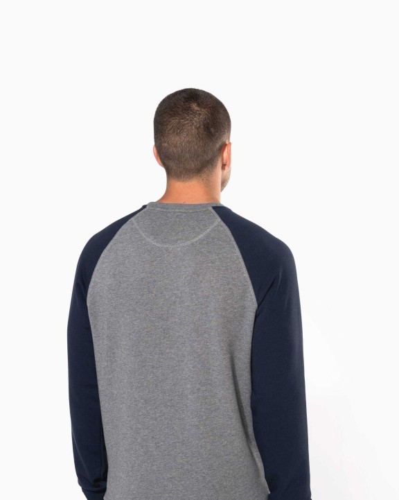 Sweat-shirts personnalisable KARIBAN Sweat-shirt French Terry Bio bicolore col rond manches raglan homme