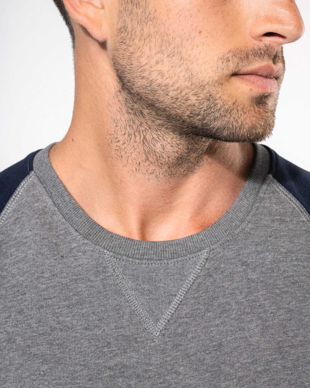 Sweat-shirts personnalisable KARIBAN Sweat-shirt French Terry Bio bicolore col rond manches raglan homme