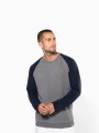 Sweat-shirts à personnaliser KARIBAN Sweat-shirt French Terry Bio bicolore col rond manches raglan homme 