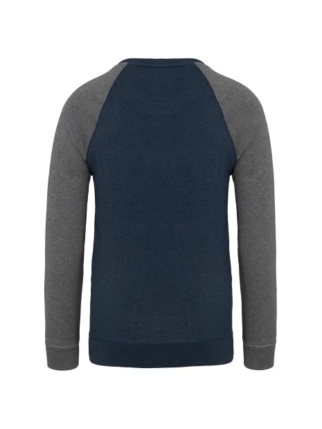 KARIBAN Sweat-shirt French Terry Bio bicolore col rond manches raglan homme /api/colors/f95912fb-0a34-4243-8db7-75ee62be38aa personnalisable