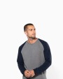 Sweaters & hoodies KARIBAN Tweekleurige herensweater BIO French Terry ronde hals raglanmouwen voor bedrukking &amp; borduring