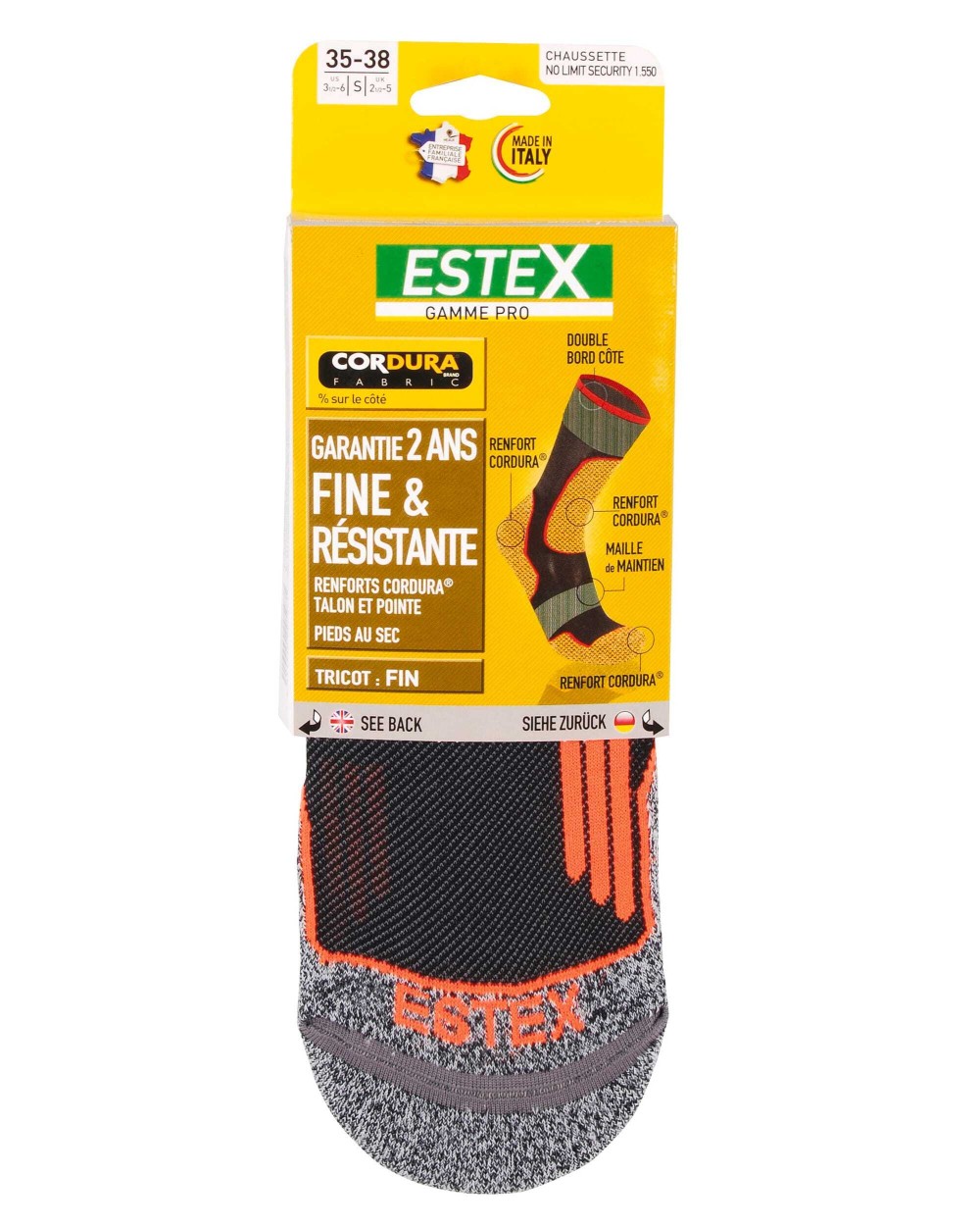 Sous-Vêtements personnalisable ESTEX Lot de 3 paires de chaussettes No limit security