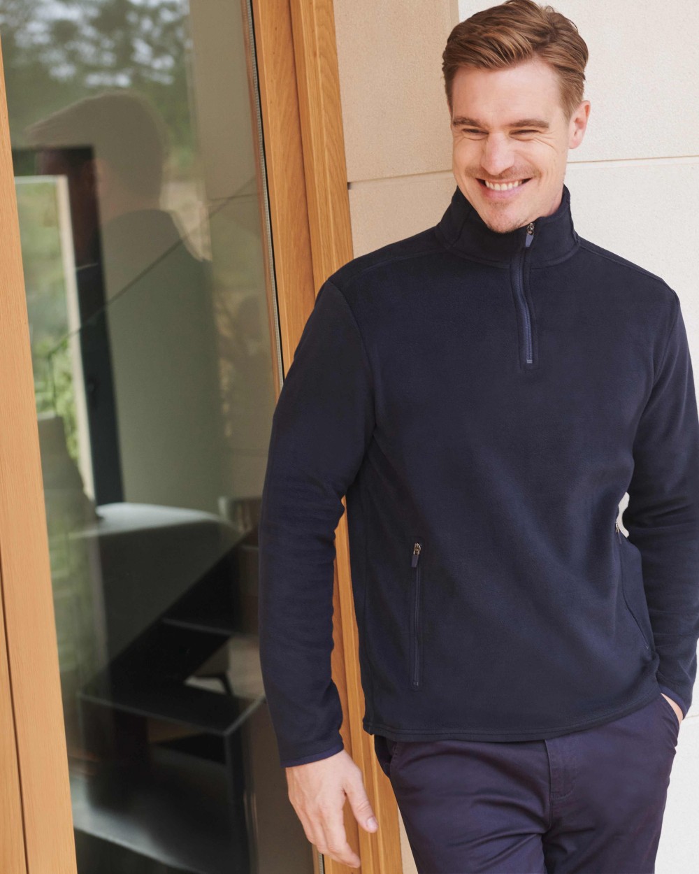 Laines polaires personnalisable HENBURY Micropolaire à fermeture éclair 1/4 HOMMES