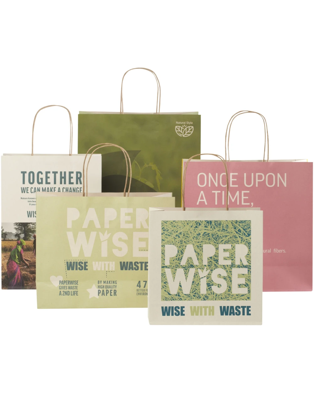 Sacs & Bagagerie personnalisable 4DO Sac en papier fabriqué à partir de déchets agricoles 150 g/m2 avec poignées torsadées, 31 x 12 x ...
