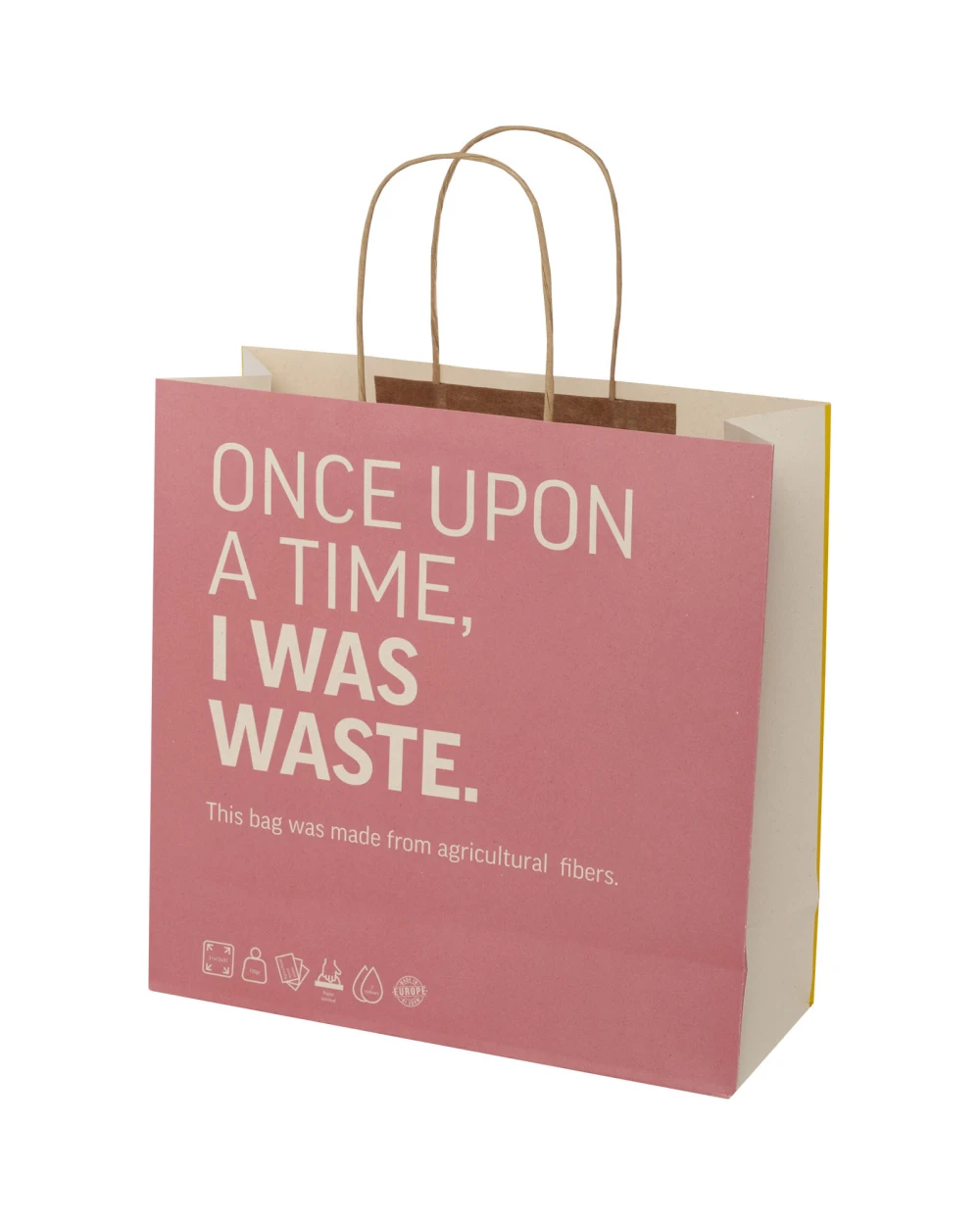 Tassen & Zakken 4DO Papieren tas 150 g/m2 gemaakt van landbouwafval met gedraaide handgrepen - 31 x 12 x 31 cm voor bedrukking &amp; borduring