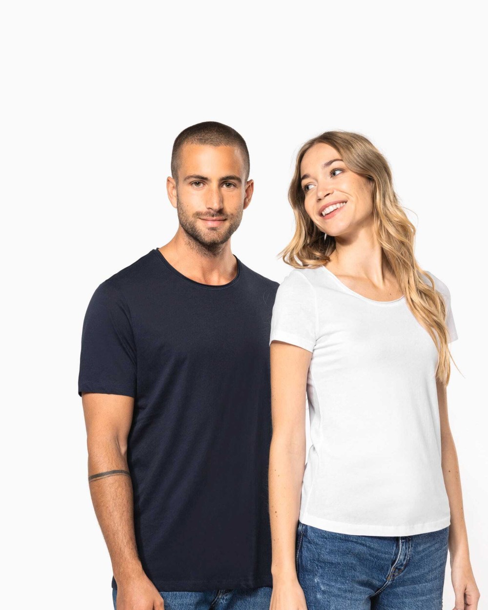 KARIBAN Bio-T-Shirt für Damen mit kurzen Ärmeln und ungesäumtem Halsausschnitt T-Shirts personalisierbar