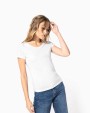 T-shirts KARIBAN Bio dames-t-shirt kraag met onafgewerkte rand korte mouwen voor bedrukking &amp; borduring