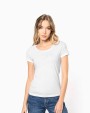 T-shirts KARIBAN Bio dames-t-shirt kraag met onafgewerkte rand korte mouwen voor bedrukking &amp; borduring