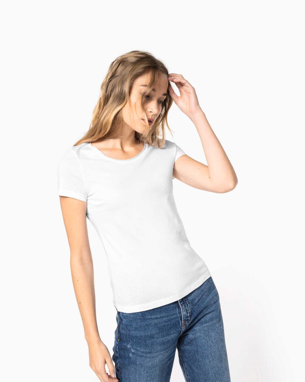KARIBAN Bio-T-Shirt für Damen mit kurzen Ärmeln und ungesäumtem Halsausschnitt T-Shirts personalisierbar