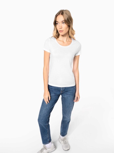 T-Shirts à personnaliser KARIBAN T-shirt Bio col à bords francs manches courtes femme 