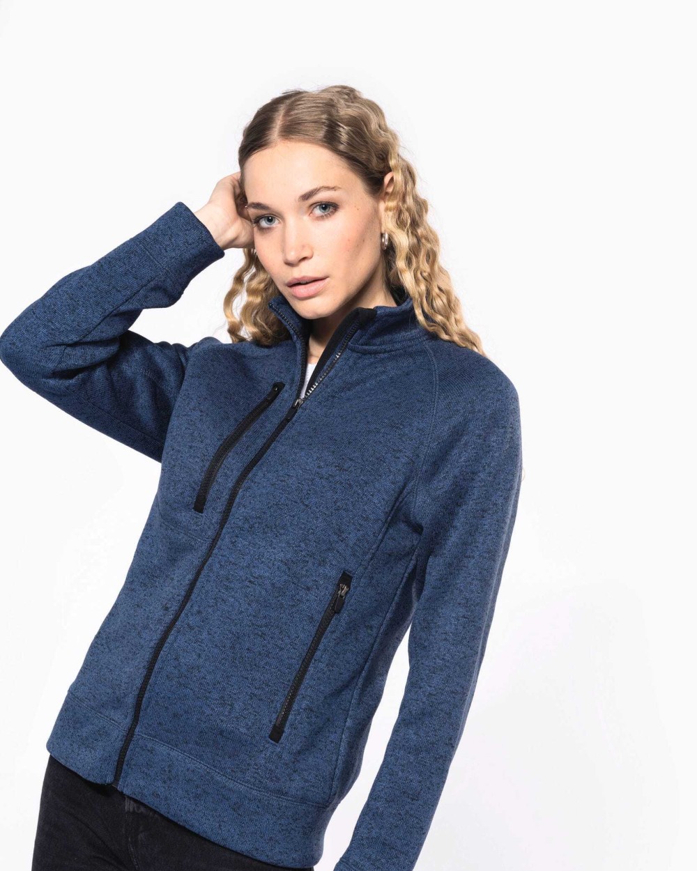 KARIBAN Damen-Weste mit Reißverschluss, aus Chiné Jacken personalisierbar