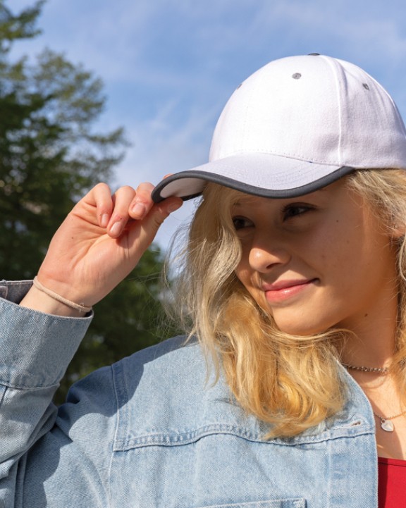 4DO Impact AWARE™ 280gr Brushed rCotton 6 Panel Kontrast-Cap Kappen personalisierbar