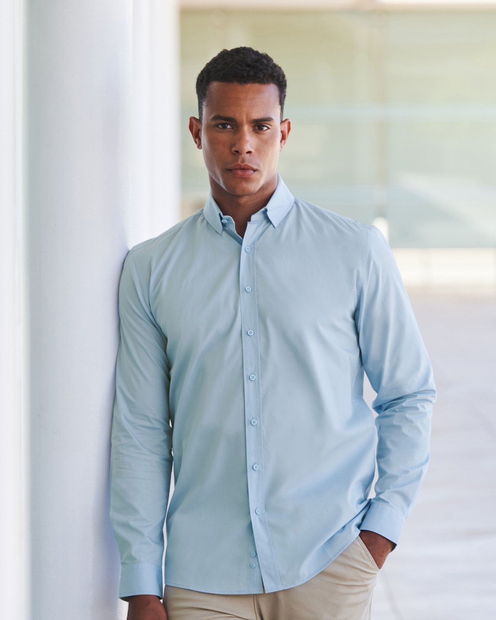 HENBURY MEN'S LONG SLEEVED 'COTTON FEEL' COOLPLUS® SHIRT Hemden personalisierbar