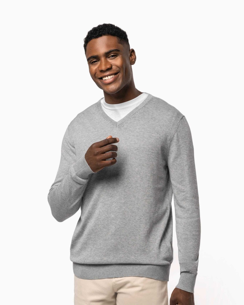 KARIBAN Umweltfreundlicher Herrenpullover mit V-Ausschnitt Pullovers personalisierbar