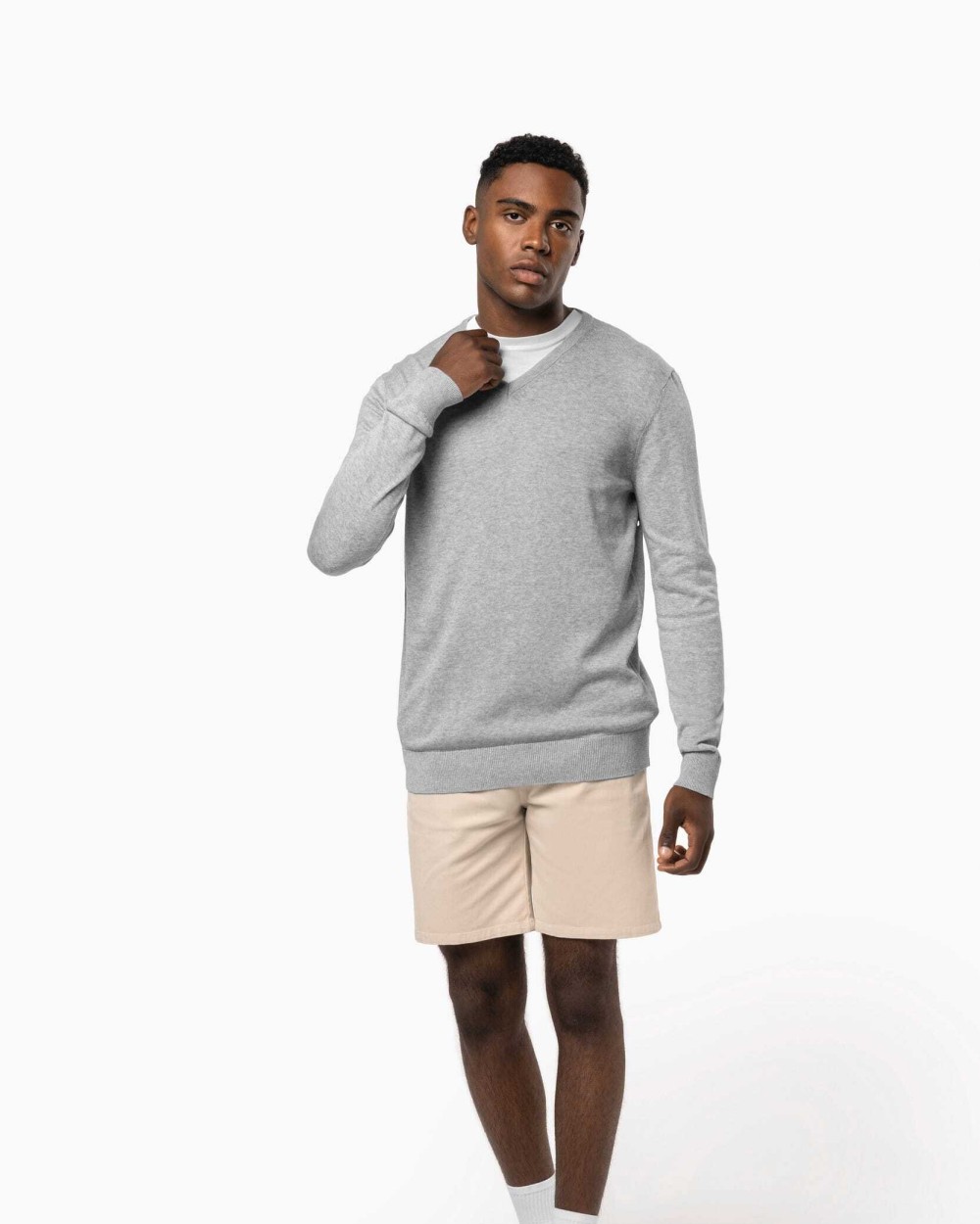Pulls personnalisable KARIBAN Pull col en V écoresponsable homme