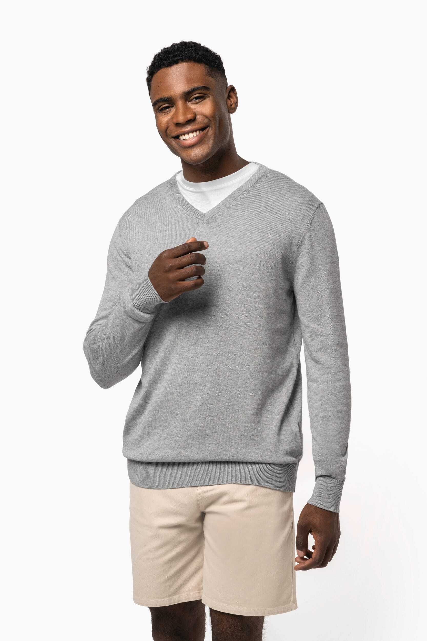 Pulls personnalisable KARIBAN Pull col en V écoresponsable homme