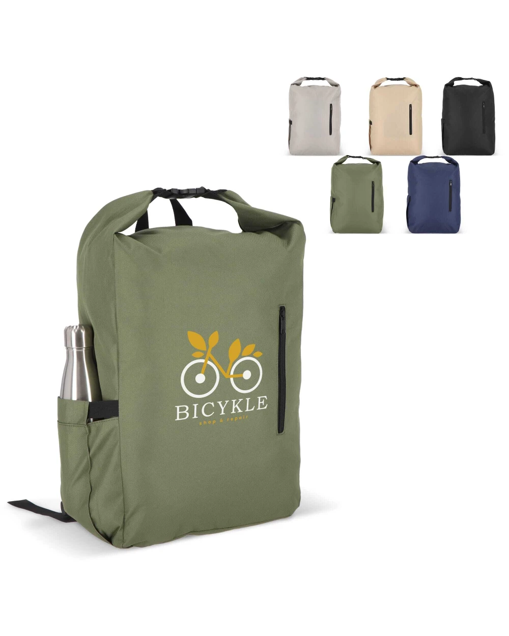 4DO R-PET 600D Rolltop-Rucksack 20L Taschen personalisierbar