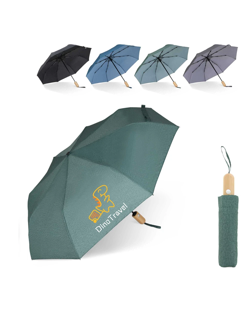Parapluies personnalisable 4DO Parapluie pliable 21” en R-PET. Ouverture automatique