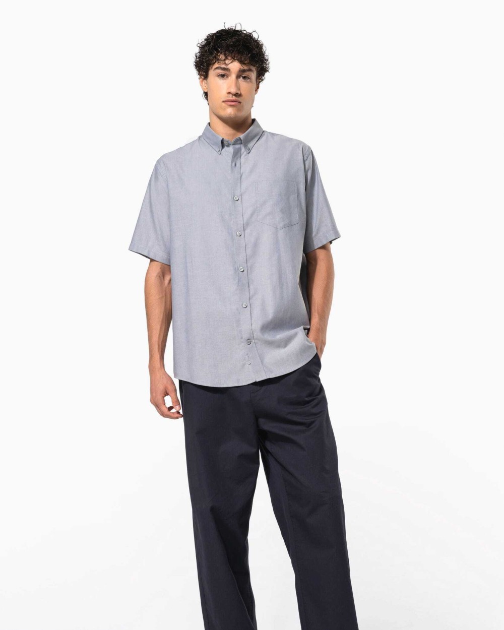 KARIBAN Herren Oxford Kurzarmhemd Hemden personalisierbar