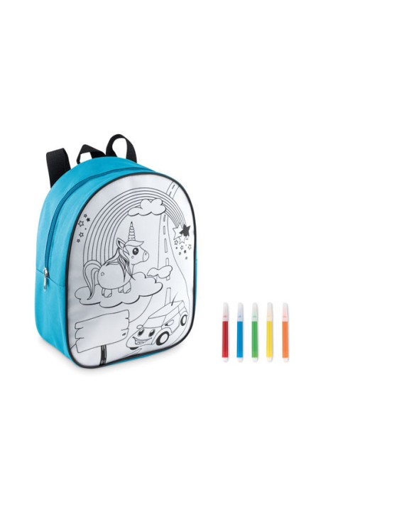 4DO Rucksack mit 5 Filzstiften Taschen personalisierbar