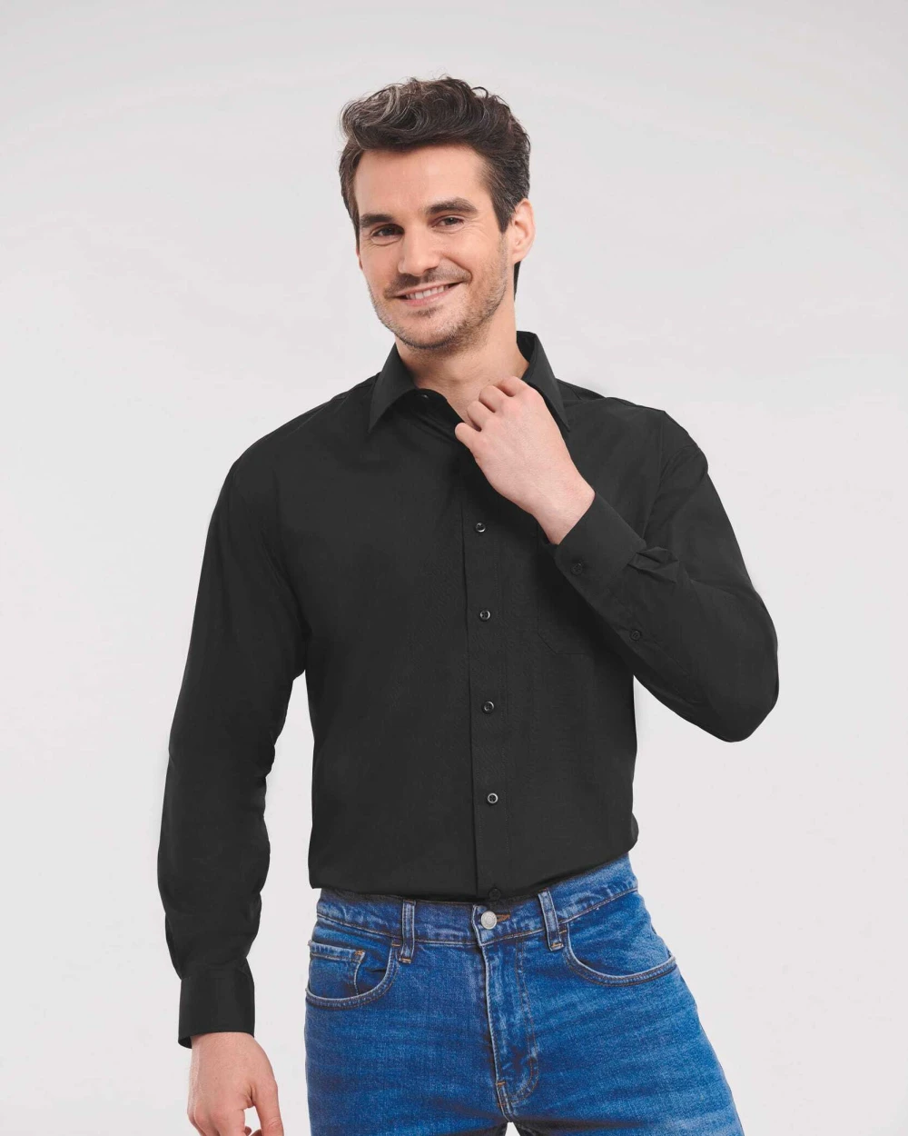 RUSSELL Men's Ls Polycotton Popelinehemd Hemden personalisierbar