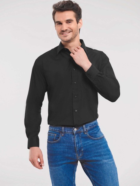 Chemises à personnaliser RUSSELL Chemise homme popeline polycoton manches longues 