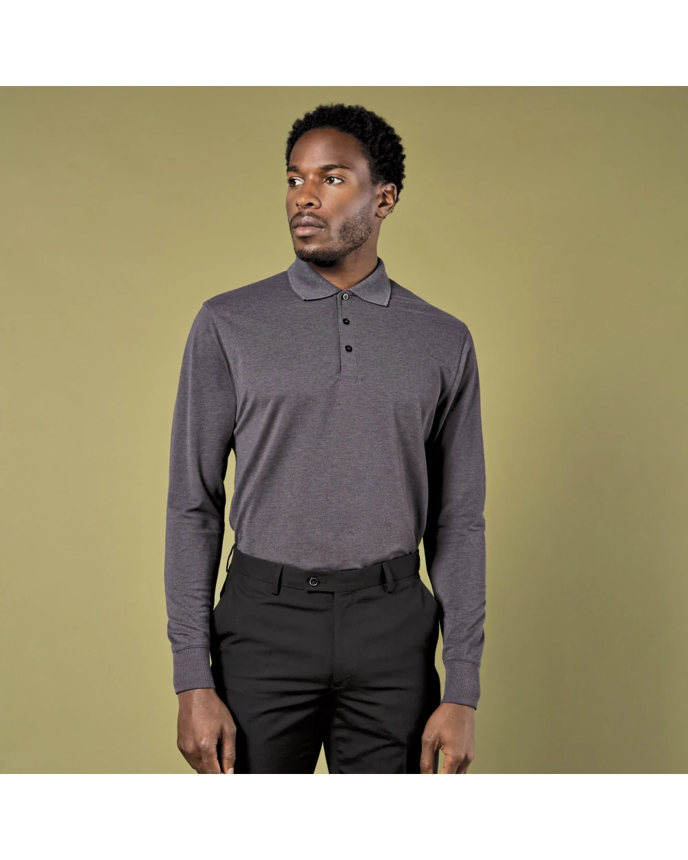 Polos personnalisable KUSTOM KIT Mens Piqué Polo Shirt Long Sleeve