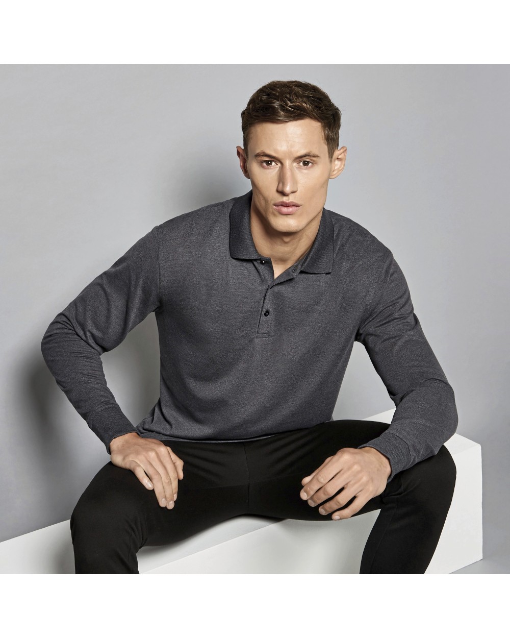 KUSTOM KIT Mens Piqué Polo Shirt Long Sleeve Poloshirts personalisierbar