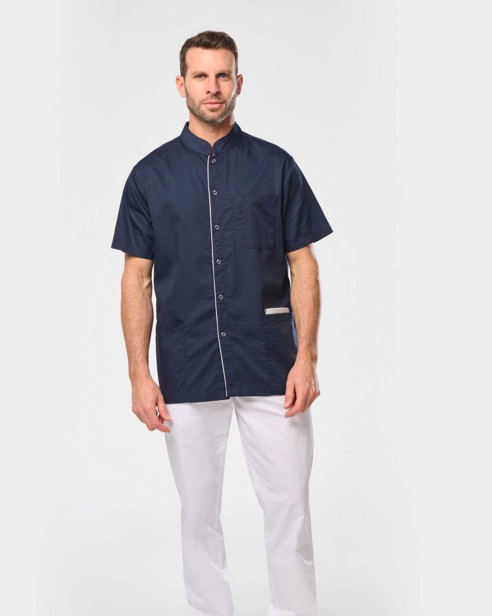 WK. DESIGNED TO WORK Herrenkittel aus Baumwollpolyester mit Druckknöpfen Schürzen personalisierbar