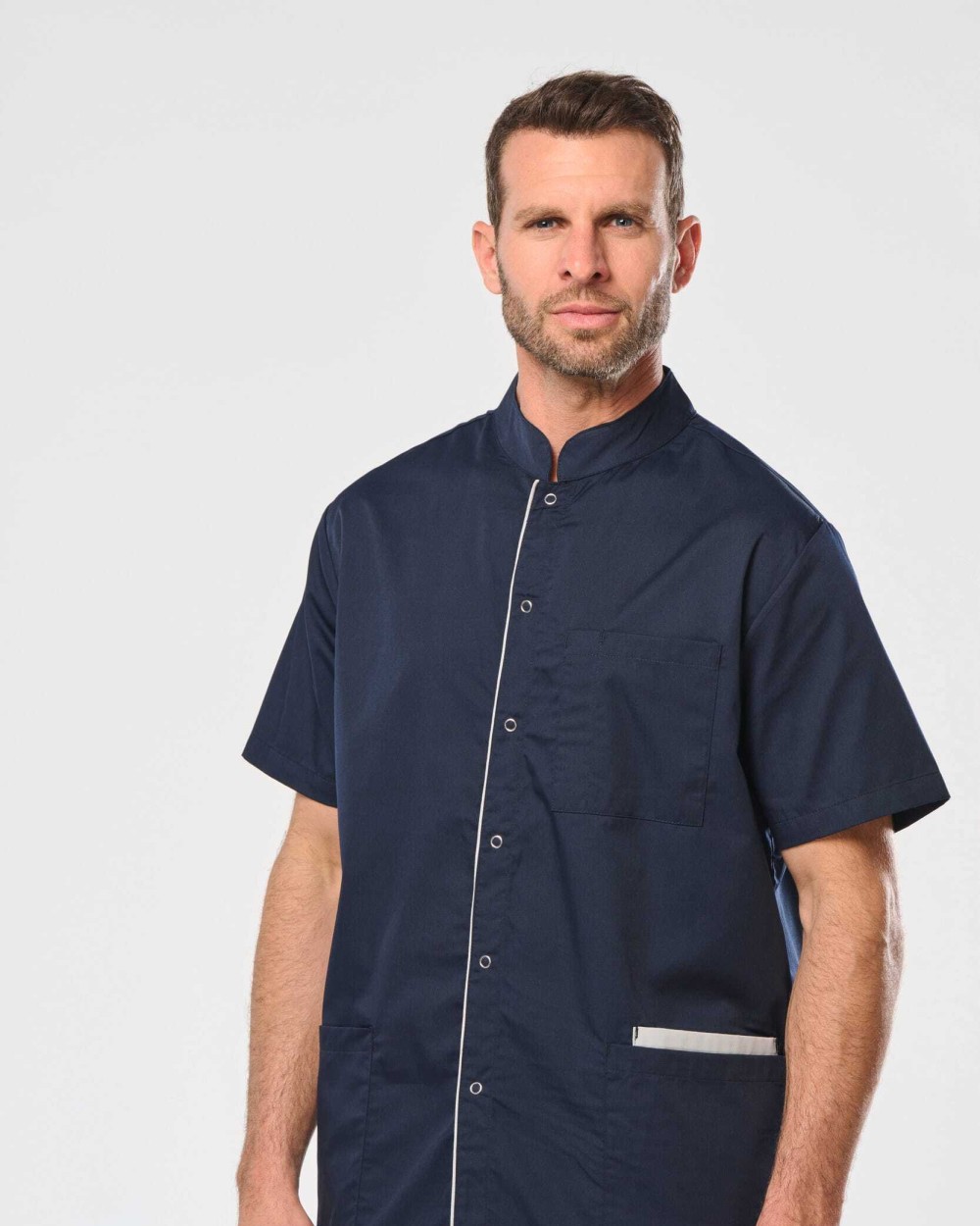 WK. DESIGNED TO WORK Herrenkittel aus Baumwollpolyester mit Druckknöpfen Schürzen personalisierbar