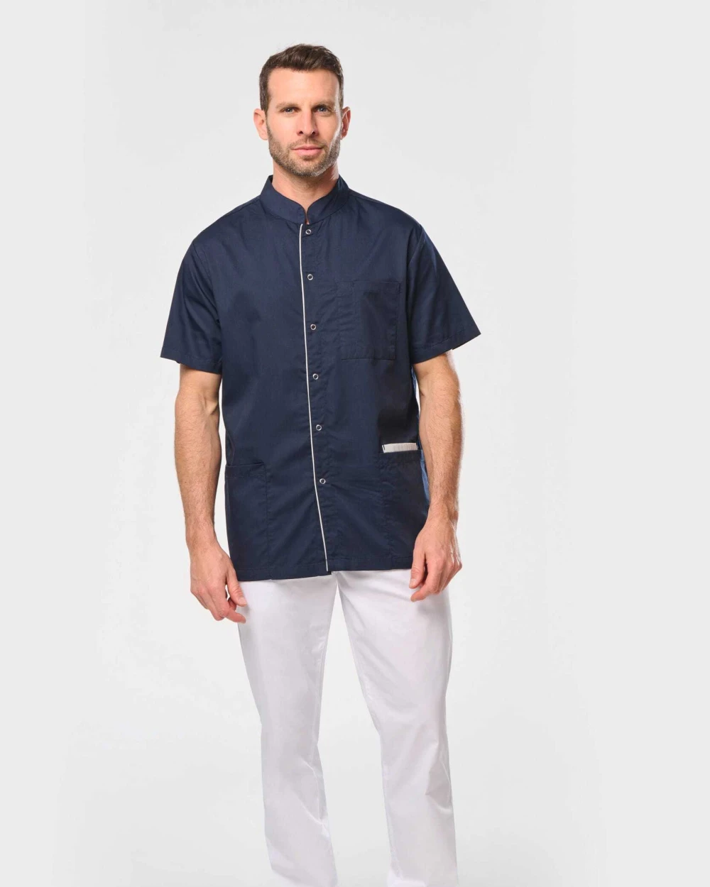 WK. DESIGNED TO WORK Herrenkittel aus Baumwollpolyester mit Druckknöpfen Schürzen personalisierbar
