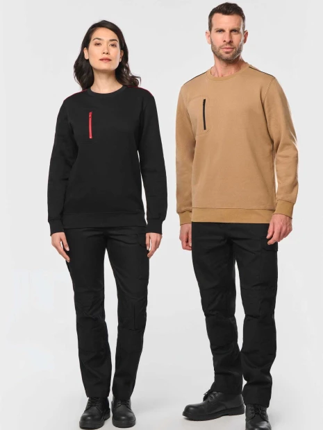 Sweat-shirts à personnaliser WK. DESIGNED TO WORK Sweat-shirt Day To Day zip poche contrastée unisexe 