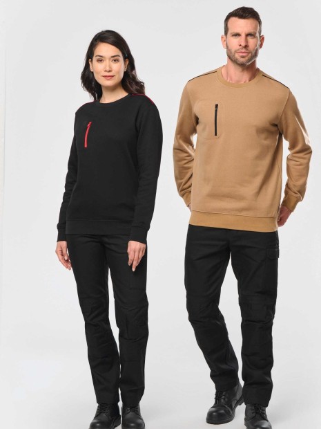 Sweat-shirts à personnaliser WK. DESIGNED TO WORK Sweat-shirt Day To Day zip poche contrastée unisexe 