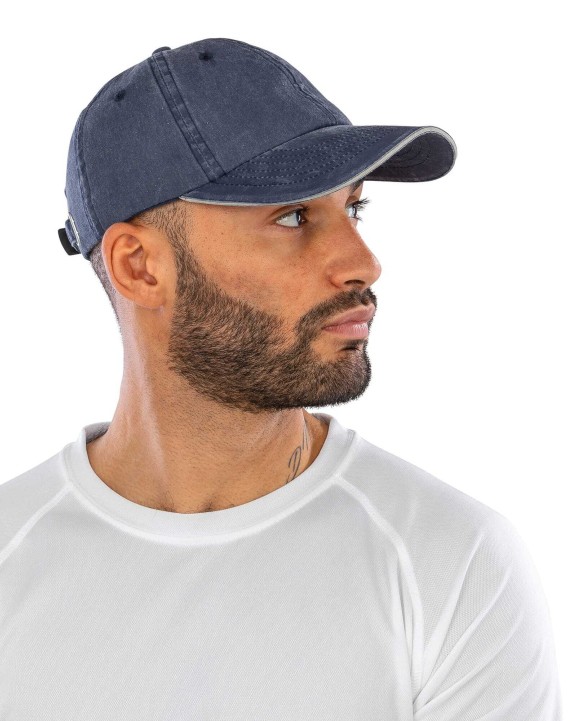 Casquettes personnalisable RESULT Casquette coton fine ligne lavé avec visière sandwich